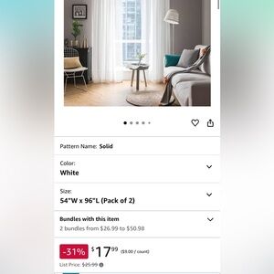 White Sheer Curtains - Pack of 2